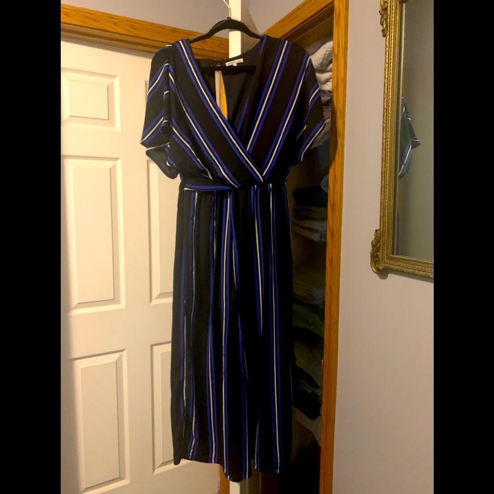 Striped long romper